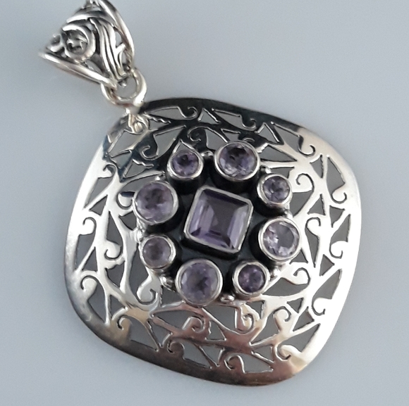 Sacred Geometry Natural Amethyst Pendant - Picture 6 of 8